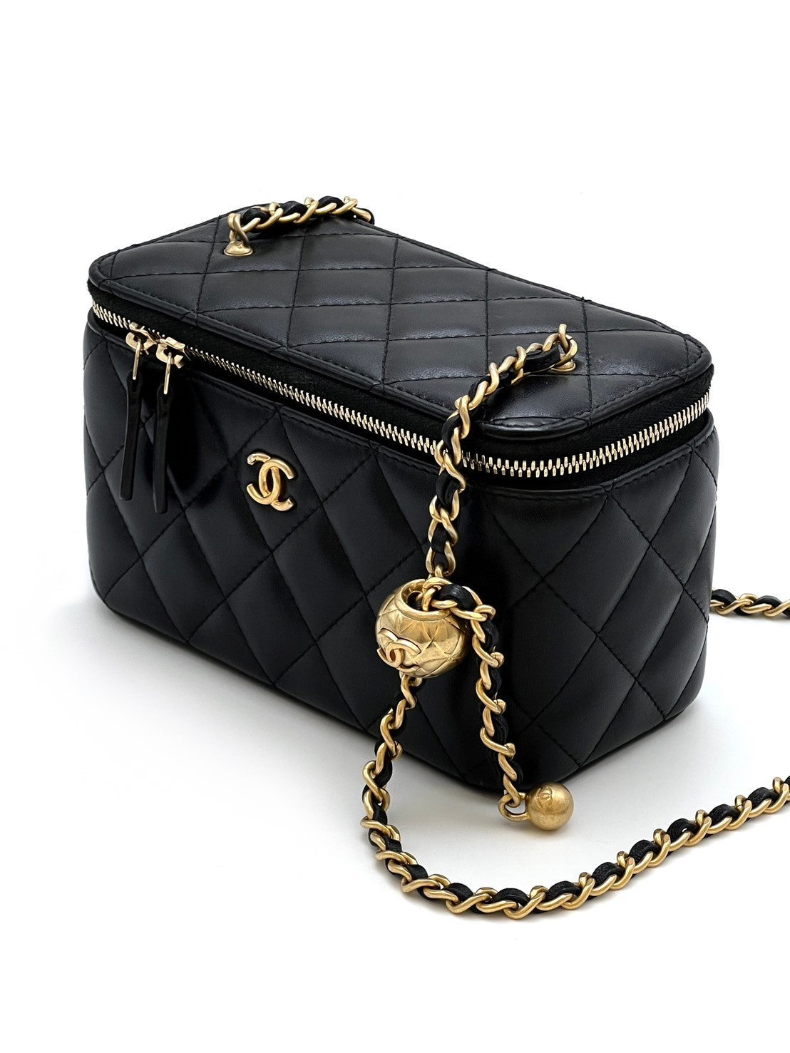 【二手商品】CHANEL 金球長盒子 - 黑金