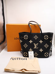 LOUIS VUITTON Neverfull MM - Black/Beige