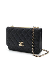 CHANEL Trendy CC Wallet on Chain - Black with Gold Hardware