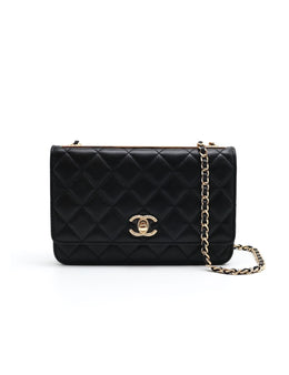 CHANEL Trendy CC Wallet on Chain - Black with Gold Hardware