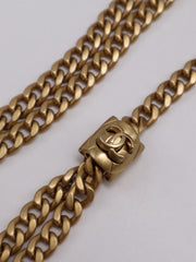 CHANEL Lambskin Trench Button Wallet on Chain - Black with Gold Hardware