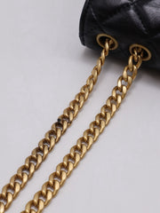 CHANEL Lambskin Trench Button Wallet on Chain - Black with Gold Hardware