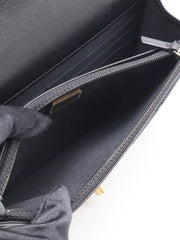 CHANEL Lambskin Trench Button Wallet on Chain - Black with Gold Hardware