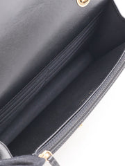 CHANEL Lambskin Trench Button Wallet on Chain - Black with Gold Hardware