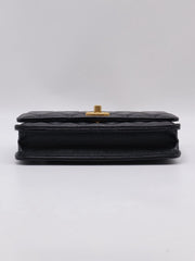 CHANEL Lambskin Trench Button Wallet on Chain - Black with Gold Hardware