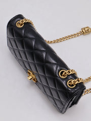 CHANEL Lambskin Trench Button Wallet on Chain - Black with Gold Hardware