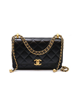 CHANEL 24C Cruise Double Pearl Crush WOC – Black Caviar/Calfskin with Gold Hardware