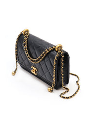 CHANEL 24C Cruise Double Pearl Crush WOC – Black Caviar/Calfskin with Gold Hardware