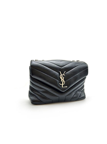 【二手商品】YSL Loulou 絎縫信封手袋 - 黑銀