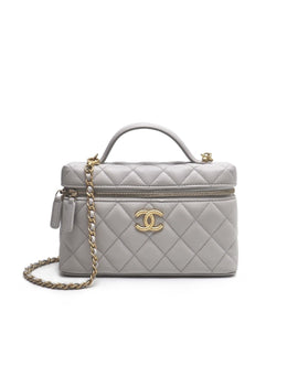 CHANEL 25P Grained Calfskin Vanity Case - Grey with Gold Hardware