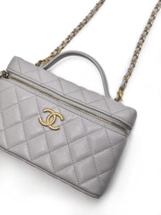 CHANEL 25P Grained Calfskin Vanity Case - Grey with Gold Hardware