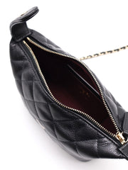 CHANEL Caviar Quilted Hobo Clutch With Chain - Black with Gold Hardware
