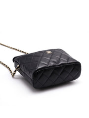 CHANEL Caviar Quilted Hobo Clutch With Chain - Black with Gold Hardware