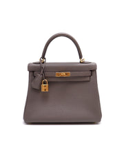 HERMES Kelly 25 - Gris Etain with Gold Hardware