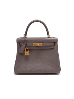HERMES Kelly 25 - Gris Etain with Gold Hardware