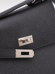 HERMES Kelly En Desordre 20 - Noir with Palladium Hardware [W]