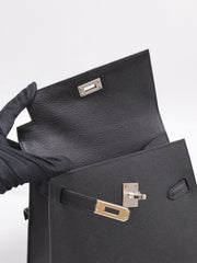 HERMES Kelly En Desordre 20 - Noir with Palladium Hardware [W]