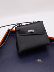 HERMES Kelly En Desordre 20 - Noir with Palladium Hardware [W]