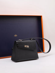 HERMES Kelly En Desordre 20 - Noir with Palladium Hardware [W]