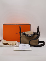 HERMES Mini Lindy II - Mousse/Bai Brun with Palladium Hardware [G]
