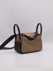 HERMES Mini Lindy II - Mousse/Bai Brun with Palladium Hardware [G]