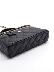 CHANEL Grained Calfskin Vanity Case - Black with Gold Hardware