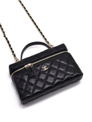 CHANEL Grained Calfskin Vanity Case - Black with Gold Hardware
