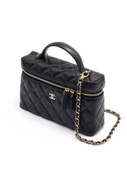 CHANEL Grained Calfskin Vanity Case - Black with Gold Hardware