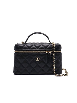 CHANEL Grained Calfskin Vanity Case - Black with Gold Hardware