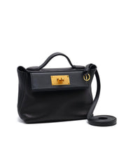 HERMES Mini 24/24 - Noir with Gold Hardware [W]