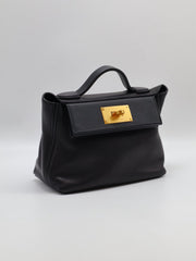 HERMES Mini 24/24 - Noir with Gold Hardware [W]