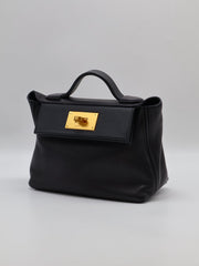 HERMES Mini 24/24 - Noir with Gold Hardware [W]