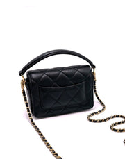 CHANEL Caviar Quilted Mini Top Handle Flap - Black with Gold Hardware