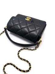 CHANEL Caviar Quilted Mini Top Handle Flap - Black with Gold Hardware