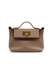 HERMES Mini 24/24 – Etoupe with Gold Hardware