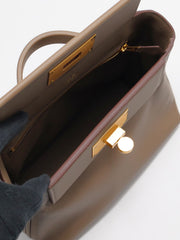 HERMES Mini 24/24 – Etoupe with Gold Hardware