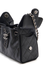 CHANEL 25 Mini Hobo Bag - Black with Silver Hardware