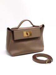 HERMES Mini 24/24 – Etoupe with Gold Hardware