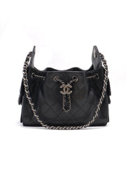 CHANEL 25 Mini Hobo Bag - Black with Silver Hardware