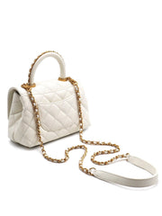 CHANEL Mini Coco Handle - White with Gold Hardware