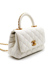 CHANEL Mini Coco Handle - White with Gold Hardware