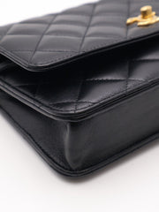 CHANEL Classic Lambskin Wallet on Chain with Pearl Crush - Black with Gold Hardware