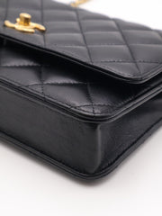 CHANEL Classic Lambskin Wallet on Chain with Pearl Crush - Black with Gold Hardware