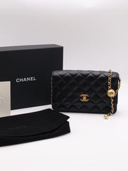 CHANEL Classic Lambskin Wallet on Chain with Pearl Crush - Black with Gold Hardware