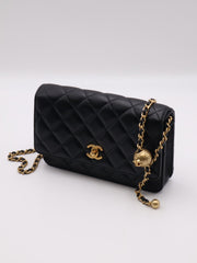 CHANEL Classic Lambskin Wallet on Chain with Pearl Crush - Black with Gold Hardware