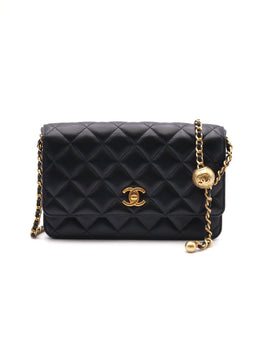 CHANEL Classic Lambskin Wallet on Chain with Pearl Crush - Black with Gold Hardware