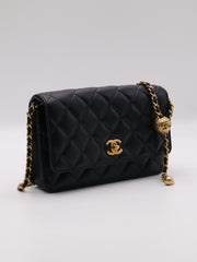 CHANEL Classic Lambskin Wallet on Chain with Pearl Crush - Black with Gold Hardware