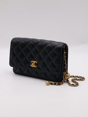 CHANEL Classic Lambskin Wallet on Chain with Pearl Crush - Black with Gold Hardware