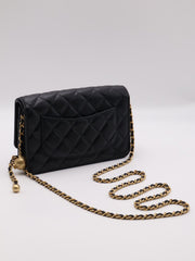 CHANEL Classic Lambskin Wallet on Chain with Pearl Crush - Black with Gold Hardware