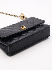 CHANEL Classic Lambskin Wallet on Chain with Pearl Crush - Black with Gold Hardware